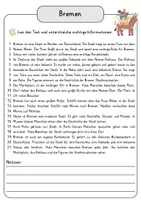 Vorschau - Arbeitsblätter - Bremen Lesetext einfach verständlich mit Aufgaben + Lösungen und Wortspeicher Leseverstehen - Seite 3
