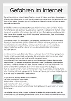 Vorschau - Arbeitsblätter - Gefahren im Internet - Lesetext mit Fragen + Lösung - Seite 1