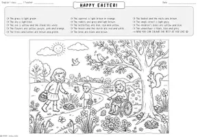 Vorschau - Mal- und Bastelvorlagen - Happy Easter Read and Colour Ausmalbild - Deckblatt