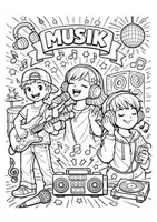 Vorschau - Mal- und Bastelvorlagen - MUSIK Ausmalbild (Freude beim Musizieren) - Deckblatt