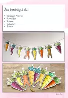 Vorschau - Mal- und Bastelvorlagen - Basteln: Karottengirlande – Frühling und Ostern | Kunstprojekt Klasse 1, 2, 3, 4 mit Vorlagen & Anleitung - Seite 3