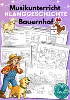 Vorschau - Arbeitsblätter - Klanggeschichte Bauernhof – Musikunterricht Klasse 1 und 2 –Arbeitsblätter, musizieren - Deckblatt