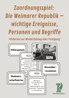 Vorschau - Fördermaterial/Inklusion - Zuordnungsspiel: Die Weimarer Republik – wichtige Ereignisse, Personen und Begriffe - Deckblatt
