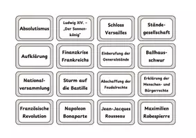 Vorschau - Fördermaterial/Inklusion - Zuordnungsspiel: vom Absolutismus zur Französischen Revolution - Seite 1