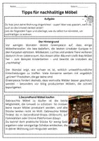 Vorschau - Arbeitsblätter - Nachhaltige Möbel – Tippkarte & didaktische Reserve zur Wohnungseinrichtung (Arbeitslehre Verbraucherbildung) - Seite 1