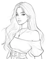 Aperçu - Matériel pour travaux manuels / dessin - Elegant Ladies Line Art Coloring Pages - Page 3