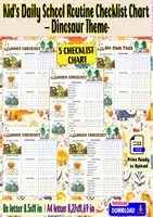 Aperçu - Apprentissages en autonomie - Kid’s Daily School Routine Checklist Chart – Dinosaur Theme - Page de couverture