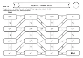 Vorschau - Arbeitsblätter - Vertretungsstunde Mathe: Integralrechnung Rechenlabyrinthe - Seite 1