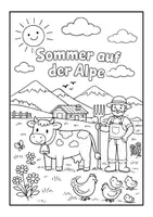 Vorschau - Arbeitsblätter - 🏔️ Ausmalbild „Sommer auf der Alpe“ – Bauernhof & Berge im Sommer ☀️🐄 - Deckblatt