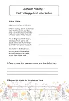 Vorschau - Arbeitsblätter - Arbeitsblatt „Schöner Frühling“ – Ein Frühlingsgedicht untersuchen (Klasse 5–6; DaZ-geeignet, inkl. Lösung) - Deckblatt