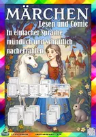 Vorschau - Unterrichtsreihen - 7 Märchen in einfacher Sprache zum mündlichen und schriftlichen Nacherzählen (150 S.) - Deckblatt