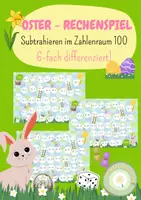 Vorschau - Spiele - Rechenspiel Ostern Subtraktion ZR 100 6-fach differenziert! - Deckblatt