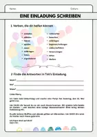 Vorschau - Arbeitsblätter - Eine Einladung schreiben mit Beispiel, Übungen und Checkliste - Klasse 2 & Klasse 3 - Seite 1