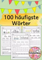 Vorschau - Arbeitsblätter - 100 häufigste Wörter, Schreibkompetenz, Leseverständnis, Grundwortschatz - Deckblatt