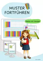 Vorschau - Arbeitsblätter - Muster fortführen | Stationsarbeit | Muster erkennen - Deckblatt