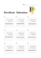Vorschau - Arbeitsblätter - 3 x doppelseitiges Arbeitsblatt zur schriftliche Subtraktion mit Lösungen (Erweiterungstechnik, erweitern) - Deckblatt