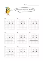 Vorschau - Arbeitsblätter - 3 x doppelseitiges Arbeitsblatt zur schriftliche Subtraktion mit Lösungen (Erweiterungstechnik, erweitern) - Seite 1