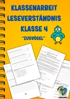 Vorschau - Test - Klassenarbeit Leseverständnis Klasse 4 – Zugvögel | mit LRS-Version, Musterlösung - Deckblatt