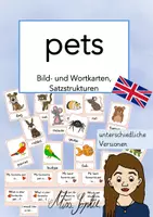 Vorschau - Bildkarten - pets_Bild- und Wortkarten, Satzstrukturen - Deckblatt