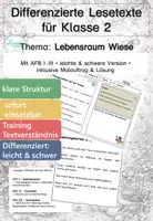 Vorschau - Arbeitsblätter - Wiese Klasse 2 – Pflanzen, Tiere & Nahrungskette | Differenzierte Lesetexte Sachunterricht - Deckblatt