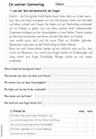 Vorschau - Arbeitsblätter - Lesen | Leseverstehen | Leseverständnis | Sommer | Klasse 2-4 - Seite 1