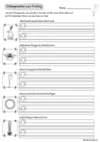 Vorschau - Arbeitsblätter - Schlangensätze zum thema Frühling Schreibübung, Abschreiben, Nomen erkennen, 2fach differenziert, Ostern - Seite 1
