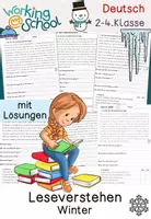 Vorschau - Arbeitsblätter - Lesen | Winter | Leseverständnis | Leseverstehen | Klasse 2-4 - Deckblatt