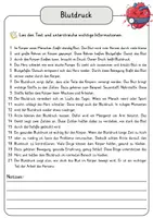 Vorschau - Arbeitsblätter - Blutdruck Lesetext einfach verständlich mit Aufgaben + Lösungen und Wortspeicher Leseverstehen - Seite 3