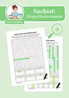 Vorschau - Arbeitsblätter - Suchsel: Wörter mit Doppelkonsonanten (doppelter Mitlaut) - Deckblatt