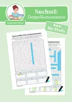 Vorschau - Arbeitsblätter - Suchsel: Knifflige Wörter mit Doppelkonsonanten (doppelter Mitlaut) - Deckblatt