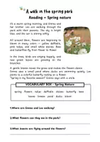 Vista previa - Fichas informativas / Documentos de lectura - 🌸 Reading & Vocabulary – SPRING | Comprensión lectora y vocabulario en inglés (5º–6º Primaria) - página 1