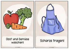 Vorschau - Bildkarten - 18 Bildkarten: Hygieneregeln in der Schulküche (Hauswirtschaft / Haushalt und Ernährung / Kochunterricht) - Seite 3