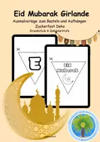 Vorschau - Mal- und Bastelvorlagen - 🌙Eid Mubarak Girlande | Eid Mubarak Girlande | Eid Mubarak Dekoration | Eid Bastelvorlage | Eid Basteln | Girlanden zum Ausmalen | - Deckblatt
