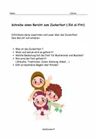 Vorschau - Arbeitsblätter - 🌙Bericht über den Zuckerfest | Sekundarstufe | Gymnasium | Gesamtschule | Deutsch | DaZ | DaF | Aufsatz schreiben | Zuckerfest Bericht | Bericht schreiben | - Seite 1