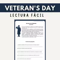 Vista previa - Hojas de trabajo - Spanish Reading: Veterans Day (Día de los Veteranos) - Portada