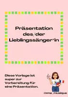 Vorschau - Arbeitsblätter - Französisch: Präsentation der/des Lieblingssänger*in - Deckblatt