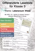Vorschau - Arbeitsblätter - Lebensraum Wiese – Lesetexte Klasse 3 | Ökosystem & Artenvielfalt | Sachunterricht Grundschule | differenziert mit Lösungen - Deckblatt