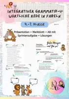 Vorschau - Arbeitsblätter - Integrativer Grammatik-U: Einführung wörtliche Rede in Fabeln (inkl. Präsi und Lösungen) - Deckblatt