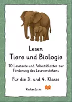 Vorschau - Arbeitsblätter - Lesen: Tiere und Biologie - Leseverstehen - Deckblatt