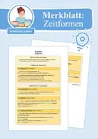 Vorschau - Merkblätter - Merkblatt / Merkwissen: Zeitformen (Tempusformen) - Deckblatt