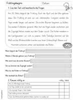 Vorschau - Arbeitsblätter - Lesen | Leseverstehen | Leseverständnis | Frühling | Klasse 2-3 - Seite 1