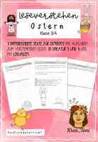 Vorschau - Arbeitsblätter - Lesen üben: Leseverstehen & Leseverständnis Ostern – 3 differenzierte Texte mit Aufgaben & Lösungen (Klasse 3, 4) - Deckblatt