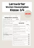 Vorschau - Arbeitsblätter - Lernwörter Übung - umfassende Wochenhausaufgabe mit vielen Aufgaben (3/4) - Deckblatt