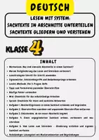 Vorschau - Arbeitsblätter - Lesen mit System: Sachtexte in Abschnitte unterteilen, Sachtexte gliedern und verstehen Klasse 4 - Deckblatt