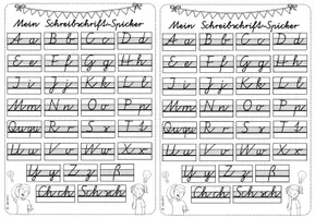 Vorschau - Merkblätter - Schreibschrift-Spickzettel – Buchstabenübersicht der Vereinfachten Ausgangsschrift (VA) - Seite 1