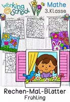 Vorschau - Arbeitsblätter - Rechenmalblätter | Klasse 3 | Zahlenraum 1000 | Frühling - Deckblatt
