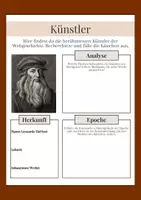 Vorschau - Arbeitsblätter - Künstler der Weltgeschichte - Recherche - Lernheft - Seite 1