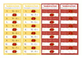 Vorschau - Anderer Materialtyp - Zahlenraum 20 Tandemrechnungen (Zehnerunterschreitung) - Seite 1