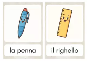 anteprima - Flashcard - Flashcard oggetti della scuola a colori e in b/n - Pagina 1