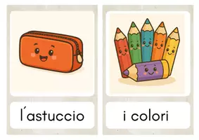 anteprima - Flashcard - Flashcard oggetti della scuola a colori e in b/n - Pagina di copertina